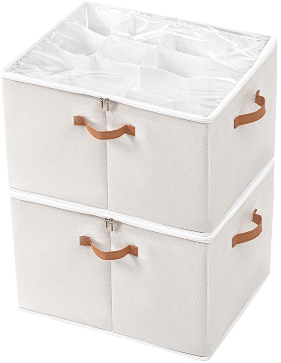 SolidKeus - Set van 2 Multifunctionele Schoenopbergdozen met Duidelijke Deksel