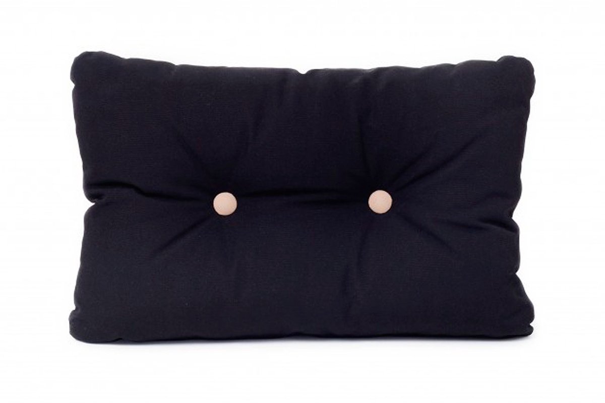 ARC Marine zwart Kussen met beige Knopen 55 x 35 cm