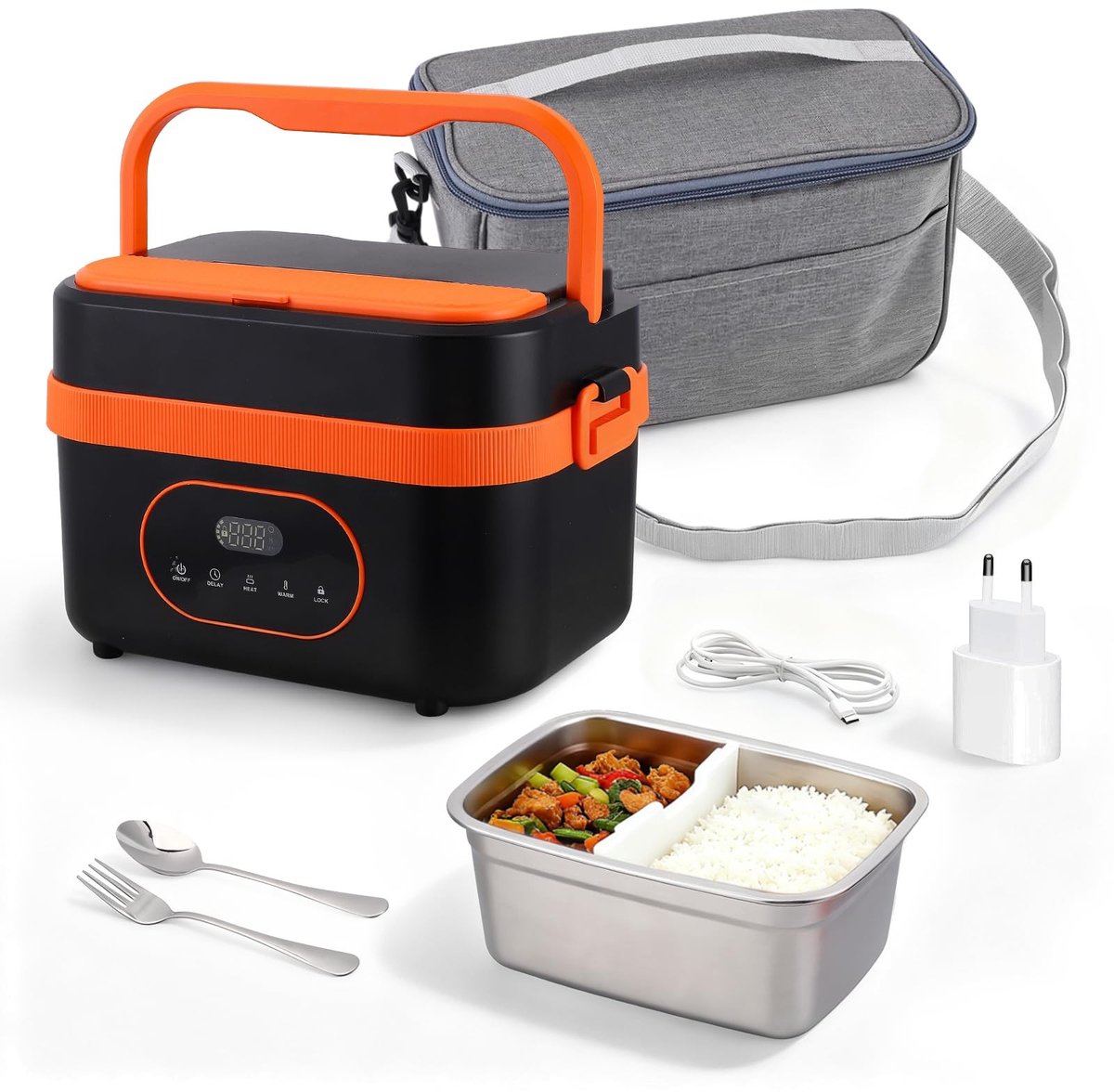 SolidKeus - RVS Elektrische Lunchbox met USB Oplaadfunctie