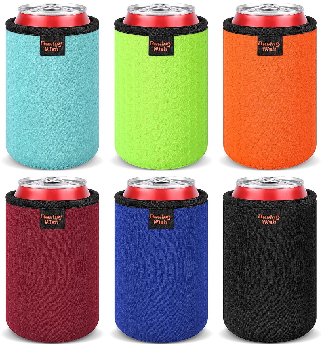 SolidKeus - 6-Piece Neopreen Koelers voor Drankblikjes