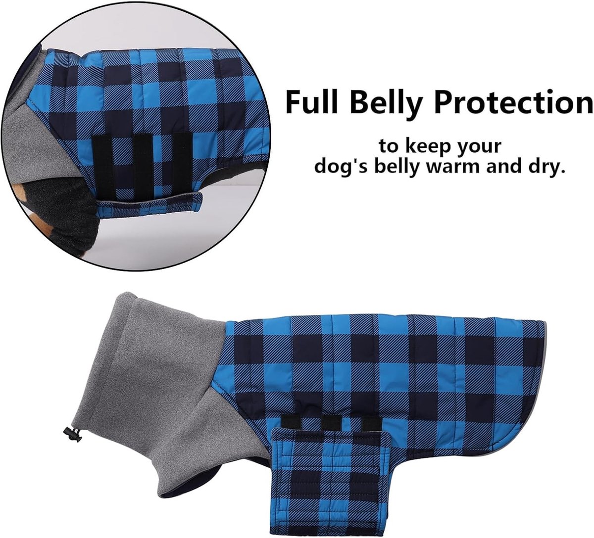 Warm Thermisch Gevoerde Dackeljas met Hoge Hals en Verstelbare Bandjes voor Kleine en Middelgrote Honden - Blauwe Buitenjas voor Honden