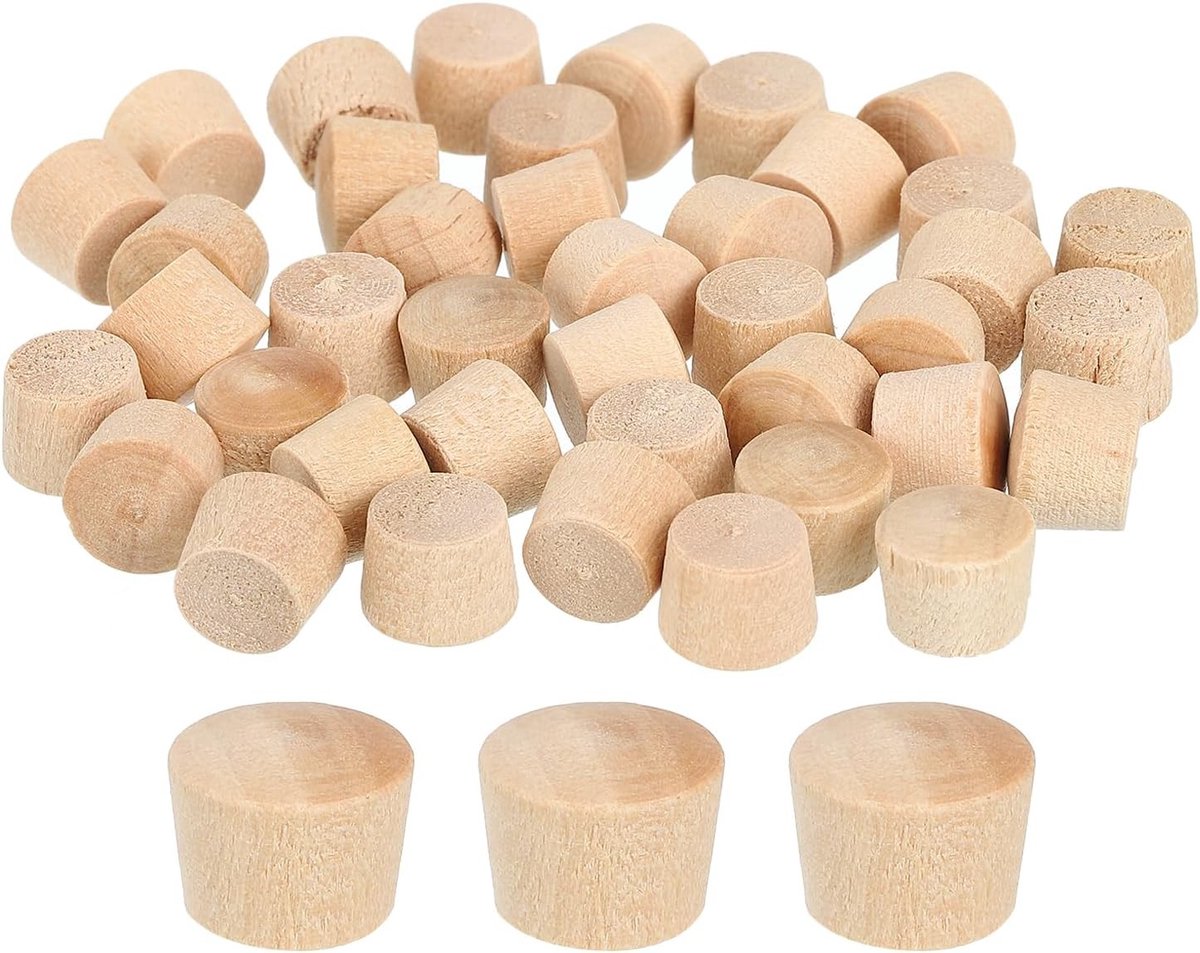 60 Stuks Houten Stoppen 8.5mm Platte Kop Houten Gaten Stoppen voor Meubelmakerij en Decoratie (10mm x 8.5mm)