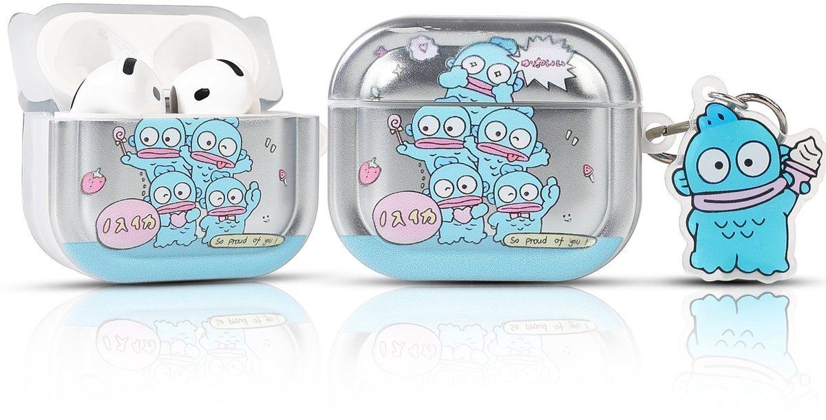 SolidKeus - Beschermhoes voor AirPods 4 met Sleutelhanger en Schattig Cartoon Ontwerp (Blauwe Zeemeermin)
