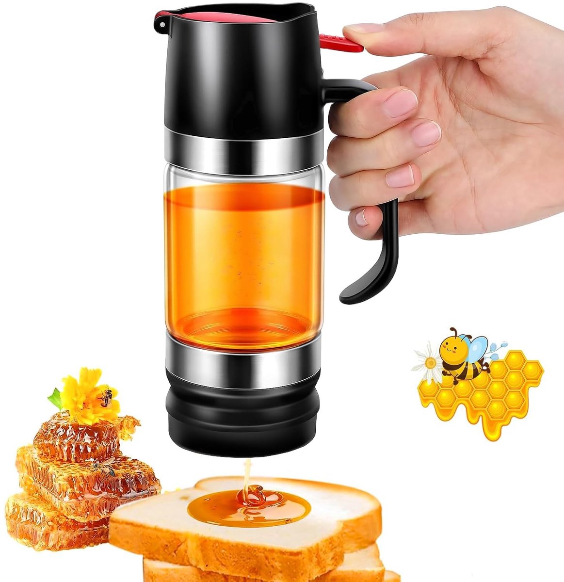 SolidKeus - Drupvrije Glazen Honingdispenser 300ml