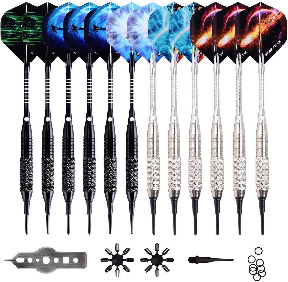 SolidKeus - Dart Flights met Plastic Tip voor Elektronisch Dartbord, 12 Stuks