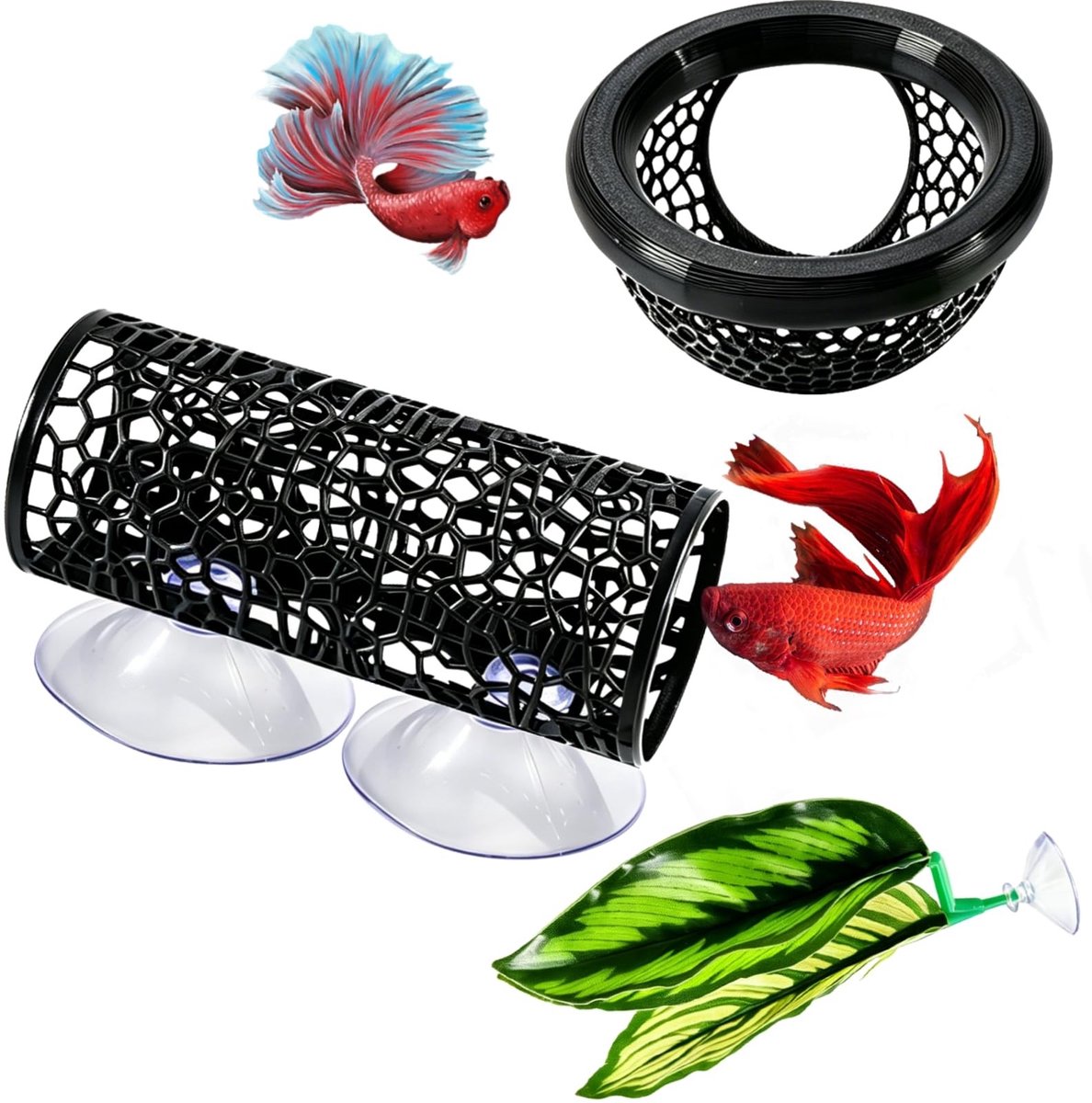 SolidKeus - Aquariumdecoratieset voor Vissen en Garnalen, 3 Stuks