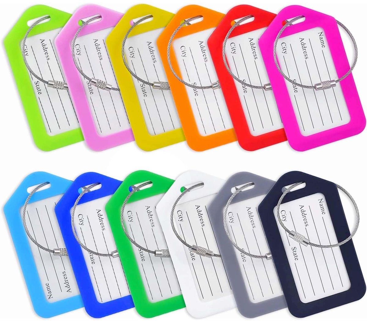 SolidKeus - 12 Stuks Koffers Labels met Stalen Ringen