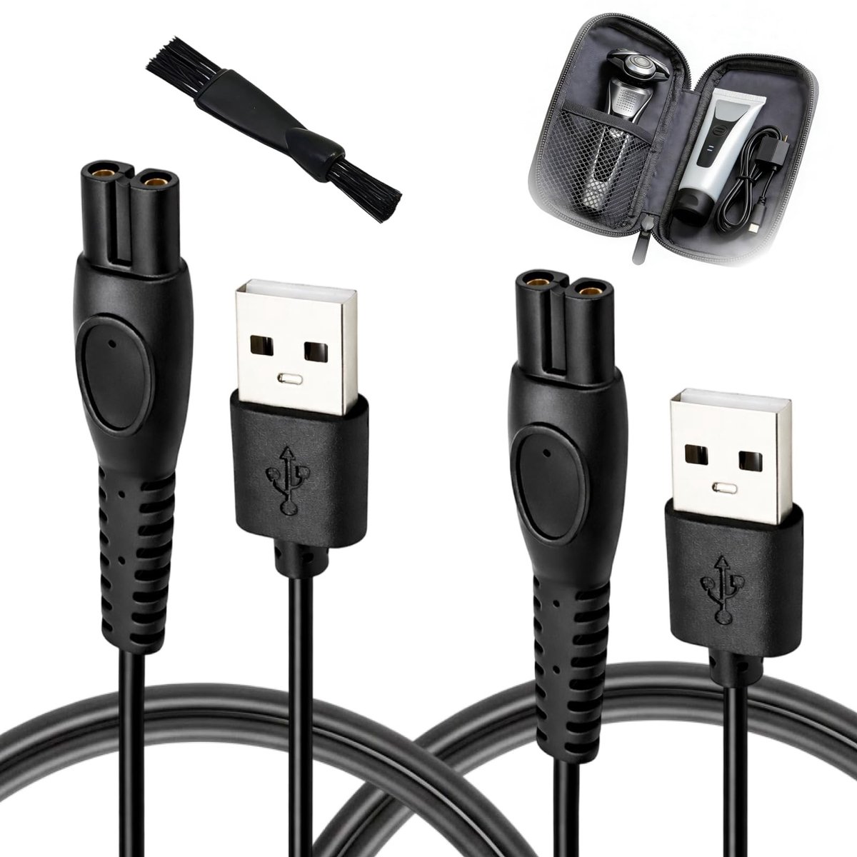 SolidKeus - 2 Stuks 5V USB Oplaadkabel voor Scheerapparaten