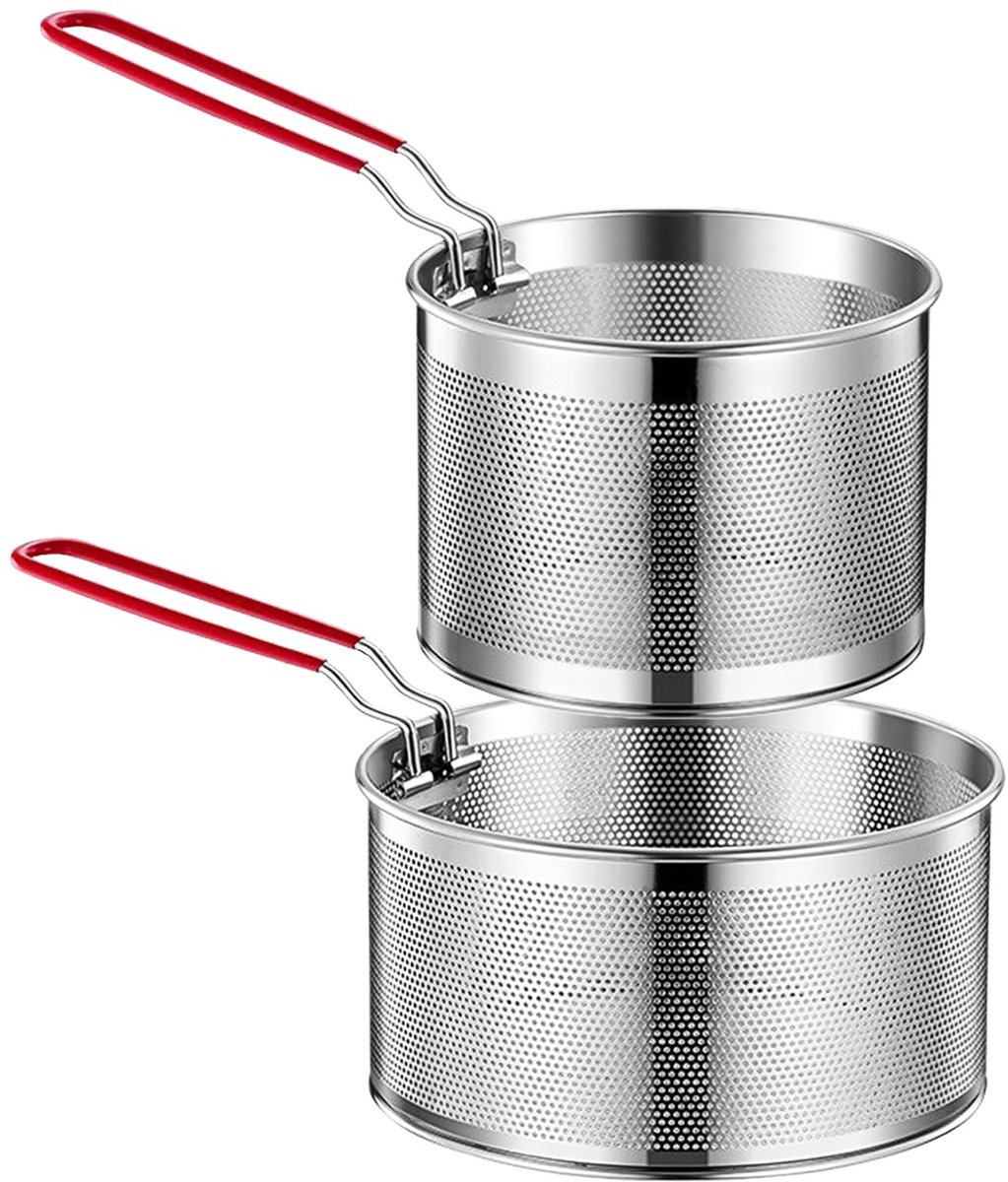 2-delige RVS Colander Set voor Pasta en Frituren - Ideaal voor Afvoeren, Wassen en Stomen in de Keuken - 18 cm ronde manden