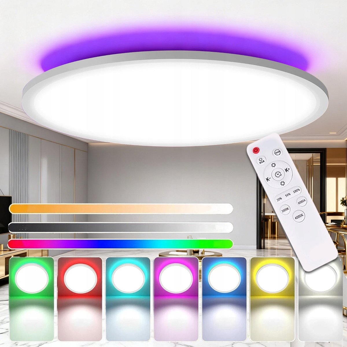 Merkloze LED Plafondlamp 24W - Dimbaar met RGB, 30cm