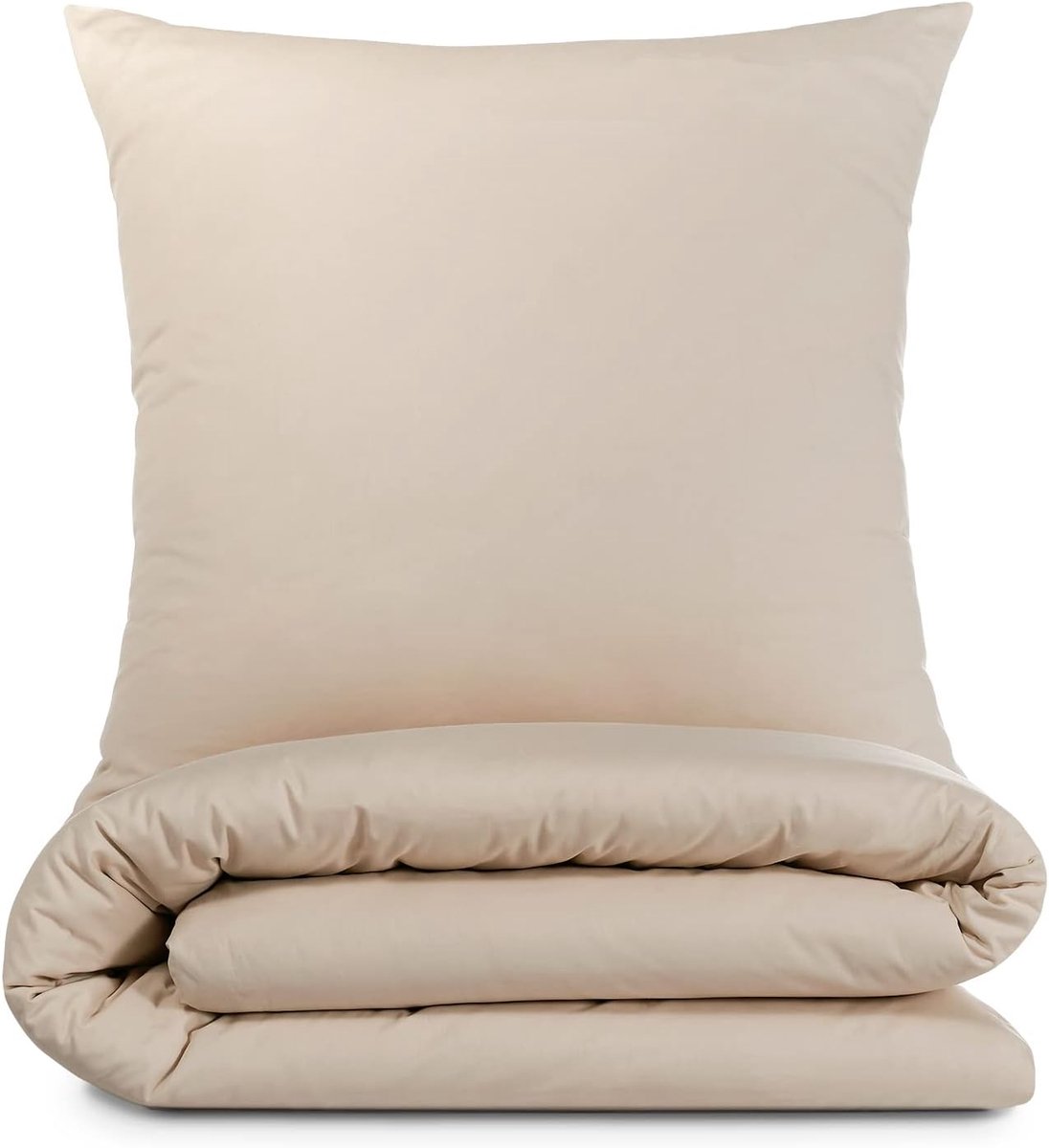 100 % katoen renforcé dekbedovertrek - 200 x 220 cm - Dekbedovertrekset met 2 kussenslopen, 80 x 80 cm met ritssluiting - Beige