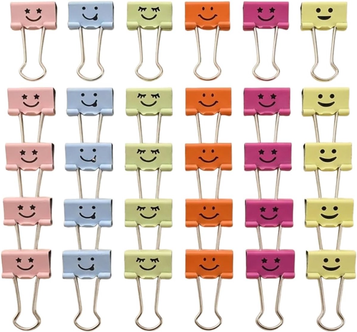 30 stuks kleurrijke paperclips van metaal met glimlachend gezicht, 19 mm, voor kantoor, school, organisatie en sorteren