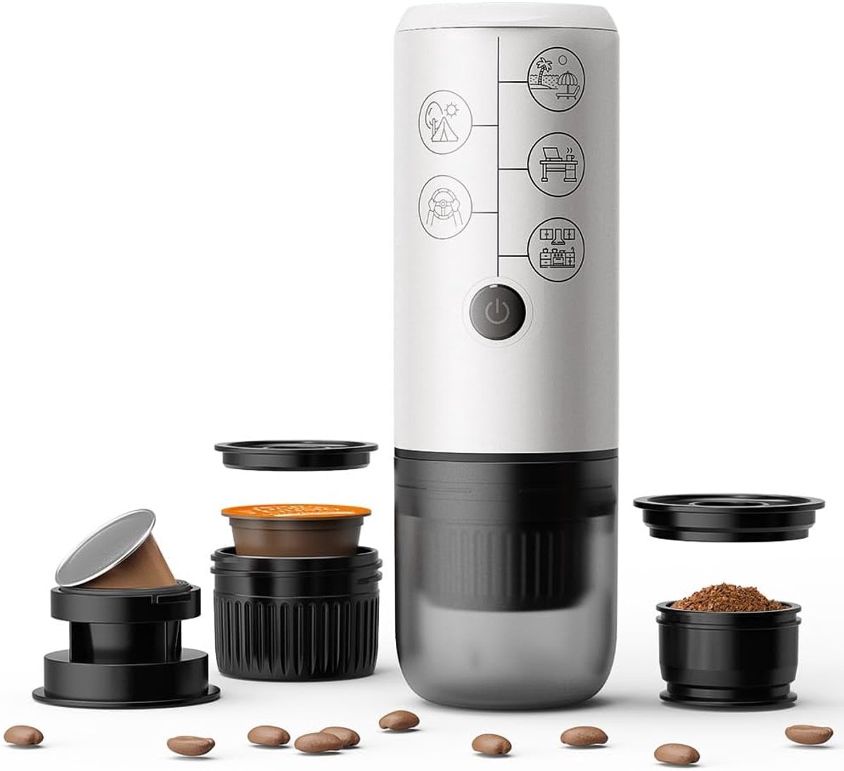 3-in-1 draagbare espressomachine zonder verwarmingsfunctie, Type-C opladen elektrische espressomachine, 17 bar mini-koffiezetapparaat voor N ESPRESSO/DolceGustoPods en gemalen koffie