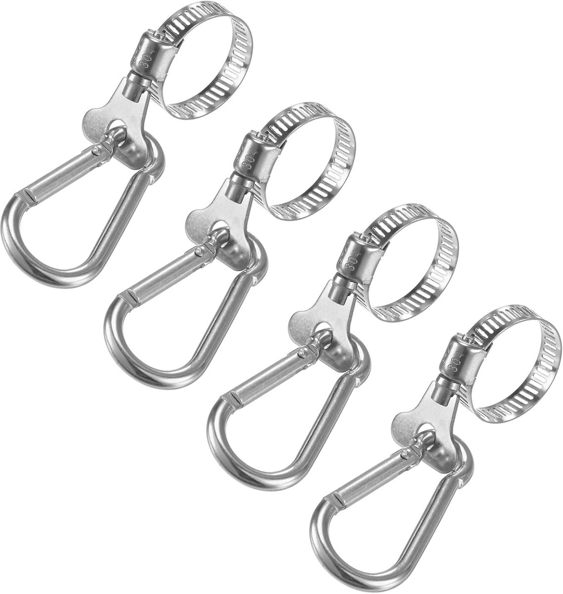 Set van 4 vlaggenmast ringen 0,7 - 1,1 inch, verstelbare vlaggenmast clips W vlaggenmast klem om vlag vast te houden, roestvrij stalen vlaggenmast clips doorvoertule ringen voor tuin,