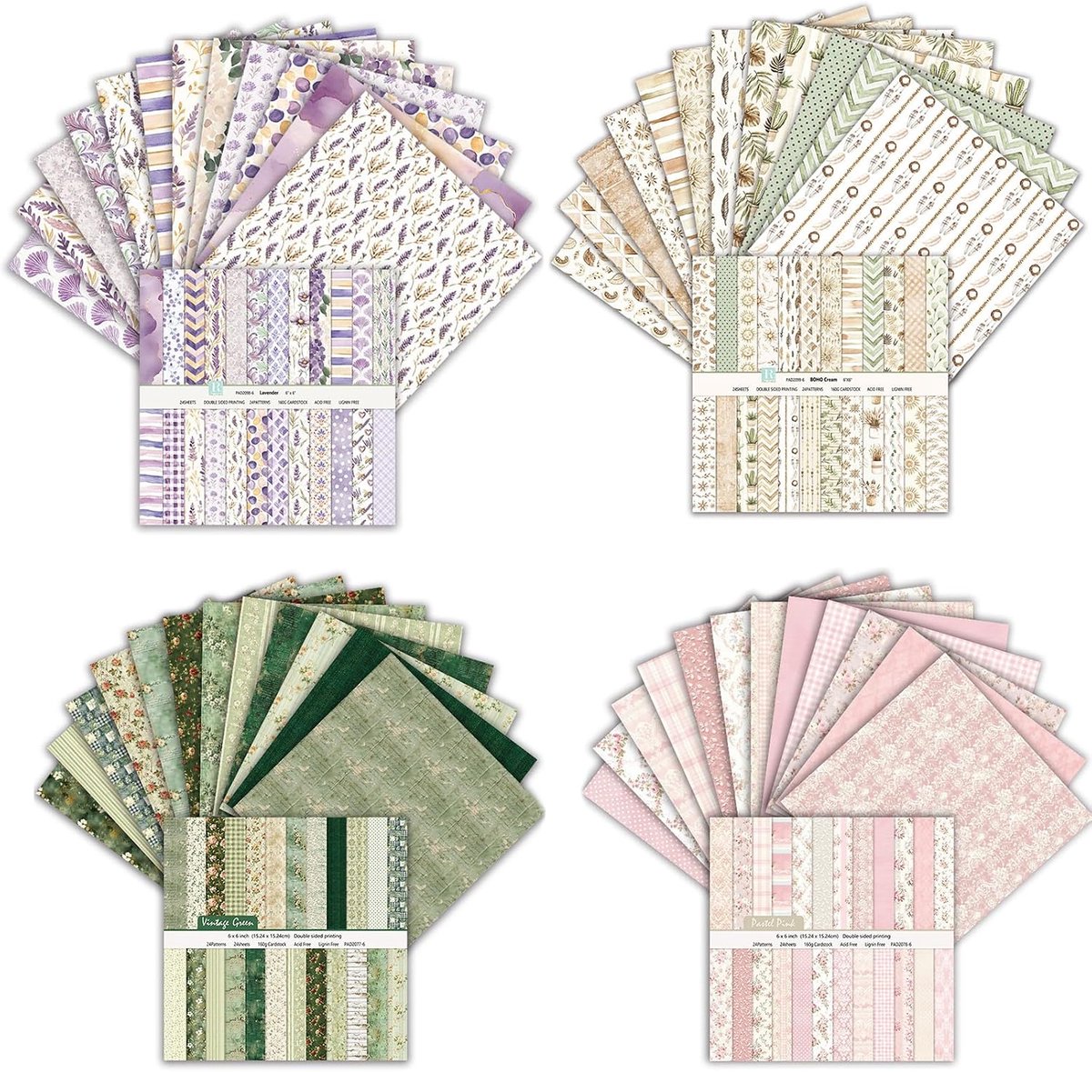 96 vellen scrapbookpapier, bloemenpatroon, 15,2 x 15,2 cm, motiefpapier, dubbelzijdig knutselpapier, decoratief papier, set voor dagboek, doe-het-zelf fotoalbum, scrapbook accessoires, 160 g