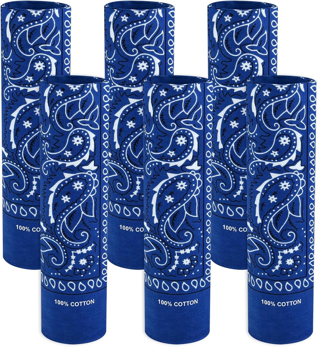 6 Pack 100% Katoen Bandana Paisley Bandanas Hoofd Ccarf Hoofdband Halsdoek Sjaal Zakdoek voor Vrouwen Mannen