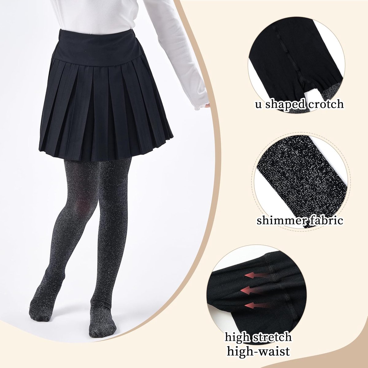 Glitterende panty voor meisjes, voor dans, party, cosplay, 2 stuks, 3-12 jaar