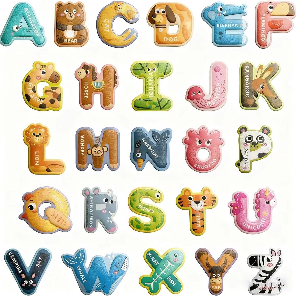 Magnetische letters dier ABC hoofdletters voor kinderen leren | Volledige magneetkracht voor het vasthouden van dierenontwerpen voor ABC-leerplezier. Robuust papier voor duurzaam spel
