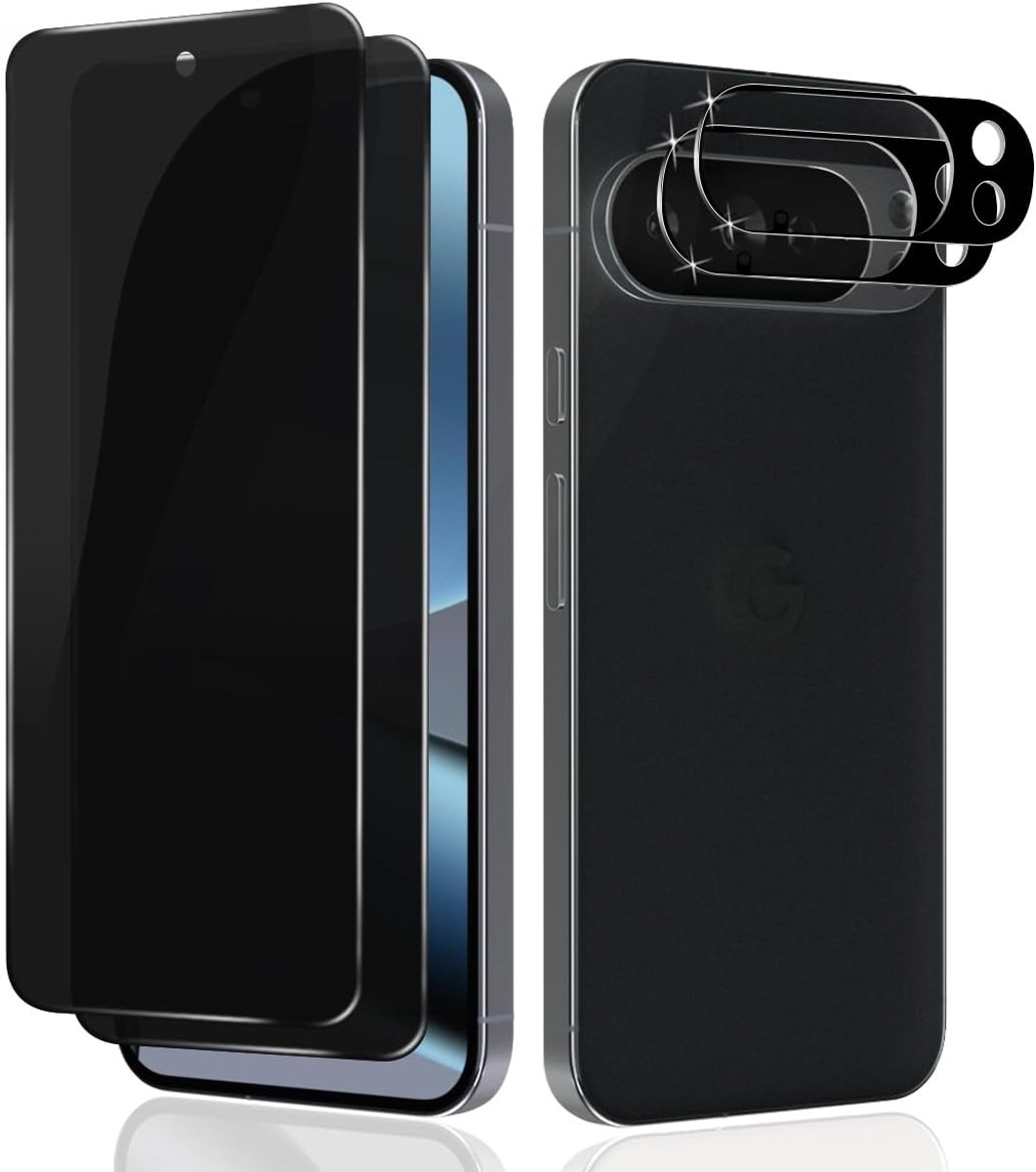 [2+2 stuks zichtbescherming voor Google Pixel 10 Pro XL voor gehard glas, zichtbeschermingsfolie en camerabescherming, 9H hardheid, privacy, anti-spionage beschermglas, anti-spion, anti-kras