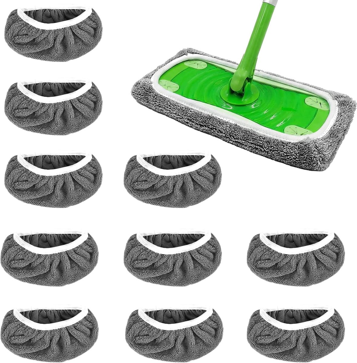 10 Stuks Vervangende Wisserhoezen voor Swiffer Vloerwissers, Herbruikbare Microvezel Vloerdoeken, Nat en Droog Universele Reinigingsdoeken voor Houten Vloeren, Harde Vloeren en Tegels