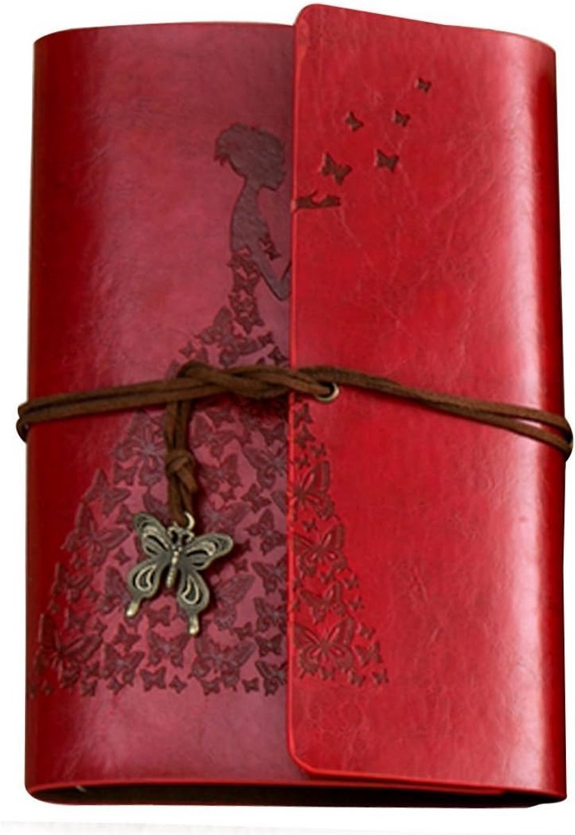 - vintage notitieboek van leer, scrap-notitieboek van vintage leer (rood)