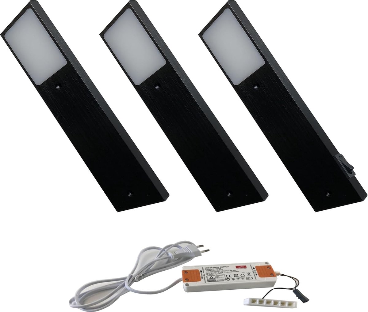Aluminium behuizing LED onderbouwlamp keuken meubels kast lamp warm wit of neutraal wit incl. converter een spot met schakelaar (Neutraal Wit, 3ER)