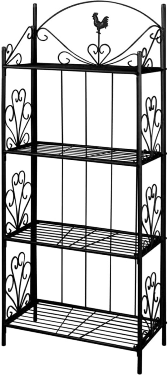 Staand rek met rozenpatroon, 4-vakken, plantentrap, 153 cm hoog, bloemenstandaard van gepoedercoat roestvrij staal, roestbestendig voor tuin, veranda of terras