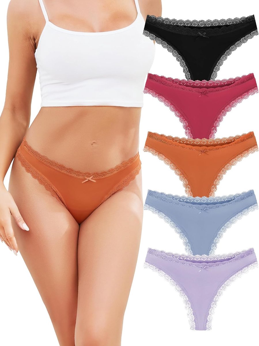String Dames,Seamless Thong Underwear Women,Kant Naadloos Ondergoed | 5 Pack Women Lace Thongs,Naadloze Onderbroeken Vrouwen,Brazilian Tanga Multipack,Invisible Sport Strings Comfortable Lingerie