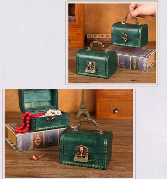 Schatkist, vintage houten schatkist, vintage look, kleine piratenschatkist, houten schatkisten, schatkisten van hout, opbergdoos met handvat, geschikt voor bewaren en decoreren, bruin C — afbeelding 5