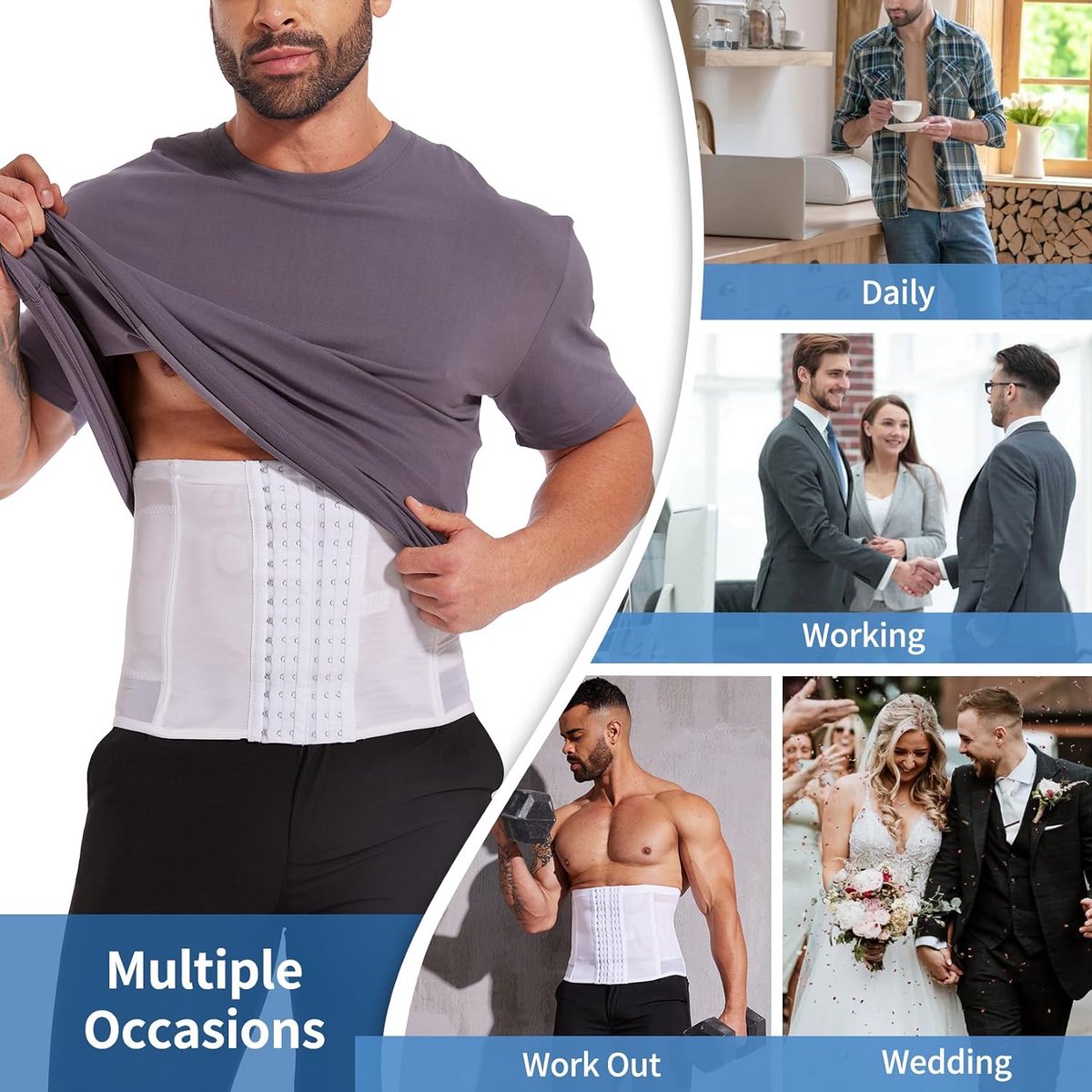Taille Trainer voor Mannen Buik Trainer Taille Afslankende Riem Shaper Verstelbare Gewichtscontrole Buik Corset Buik Trimmer Band voor Mannelijke Volwassenen