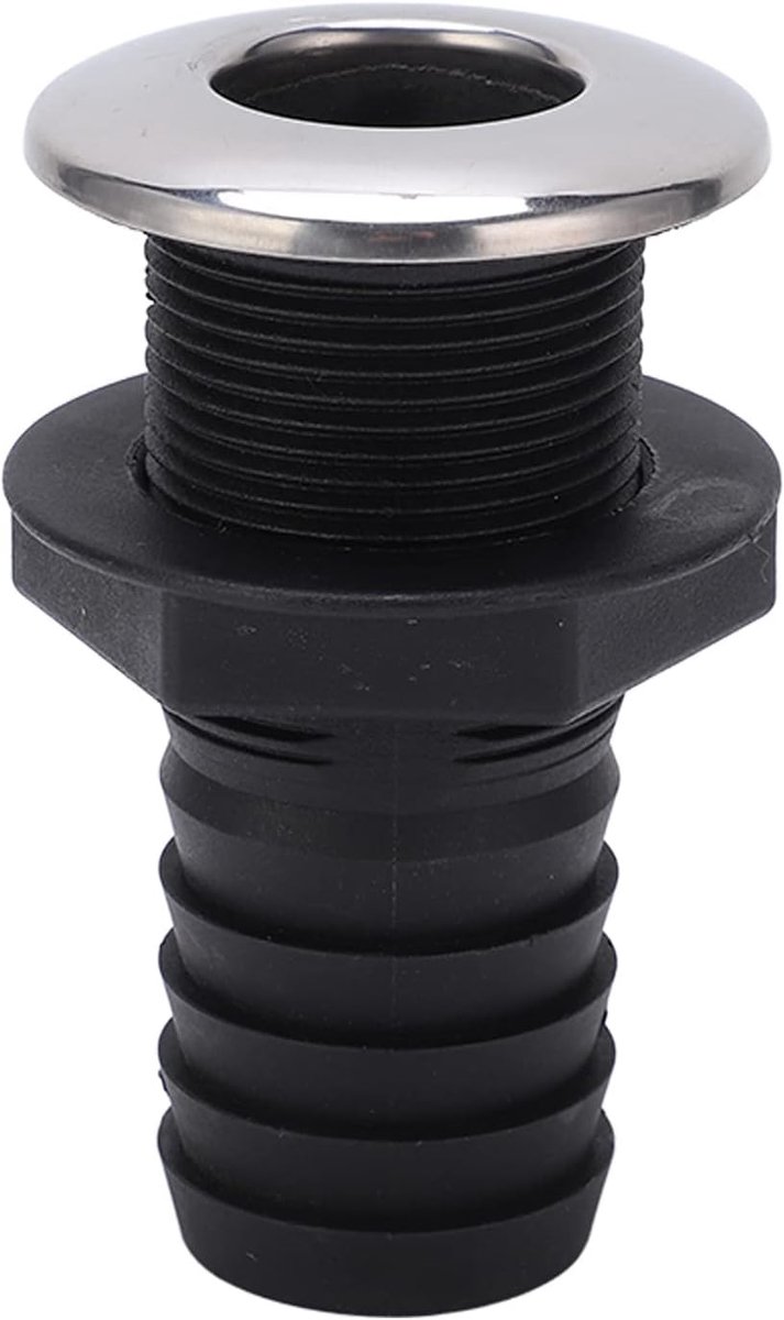Boorddoorvoer schroefverbinding met moer, 95 mm lang 1-1/2 inch zwart nylon ontluchting aansluiting universele boorddoorbraak afvoeraansluiting voor boten, jachten, marine