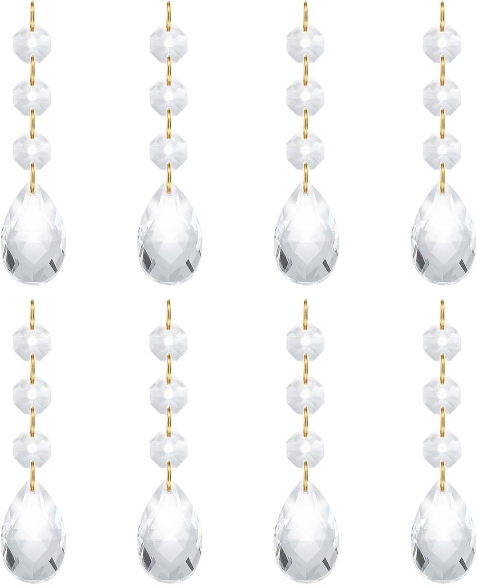 Traanvormige kristallen kroonluchter hangers kralen, 8 stuks 100 mm lengte 38 mm kroonluchter prisma's onderdelen ornamenten hangende kralen voor doe-het-zelf kunst ambachten decoratie, helder