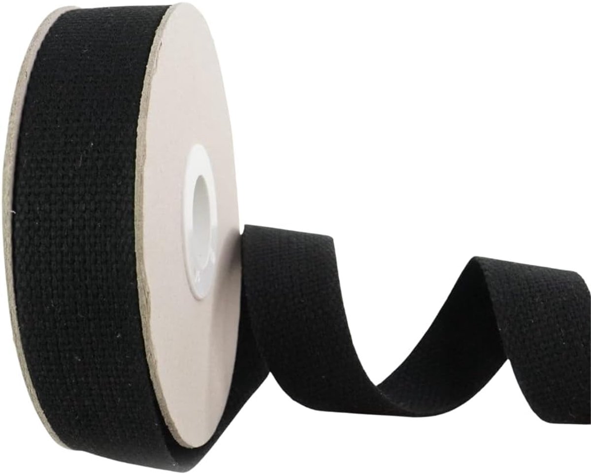 Katoenen Heavy Duty Webbing, Zwart, 30mm x 5m
