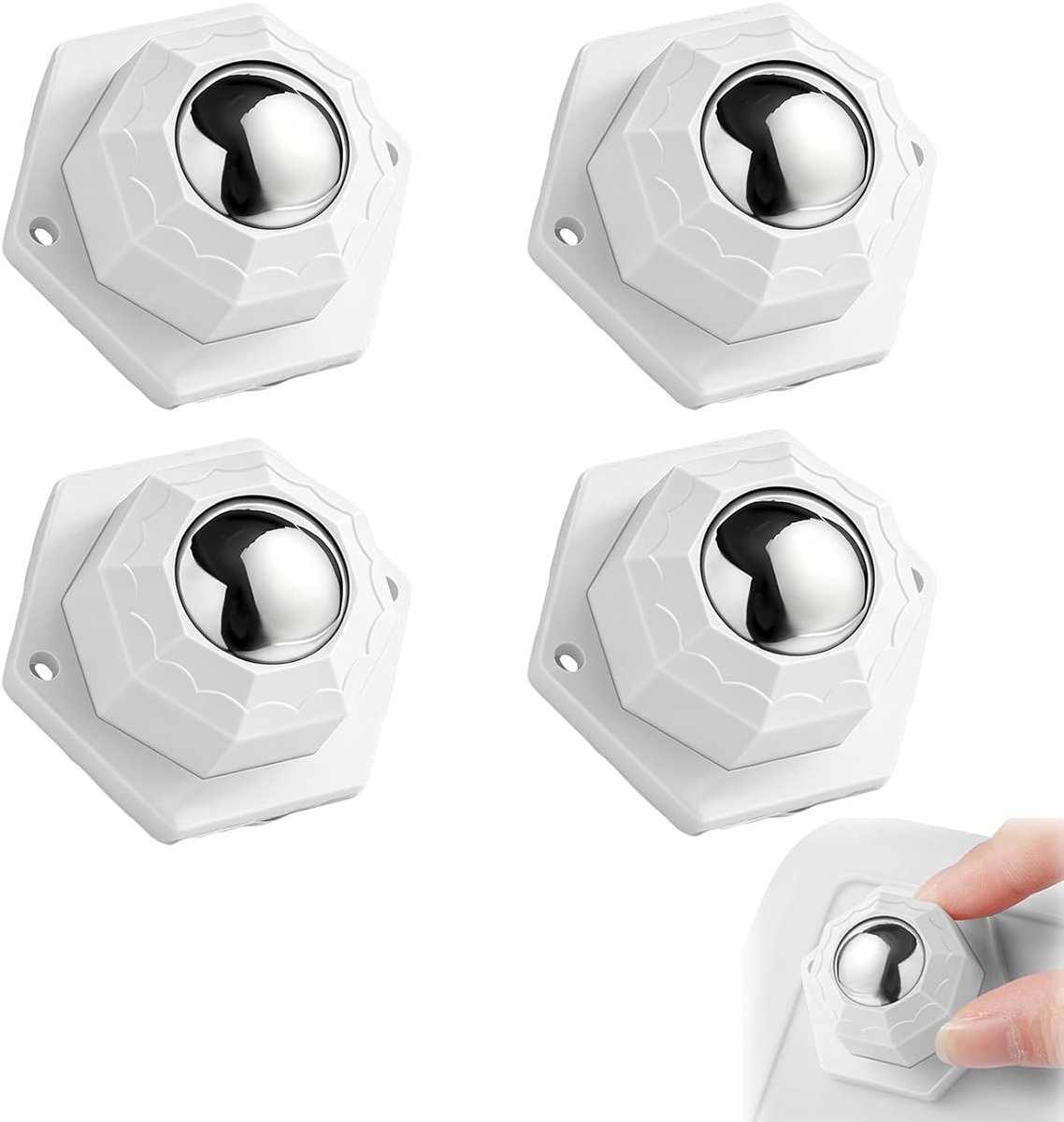 4 wielen voor zware belasting, 200 kg, kleine wielen voor meubels, zelfklevend, 360°, kogelwielen voor meubels, stille meubels, wielen zonder boren, ABS en vernikkeld staal
