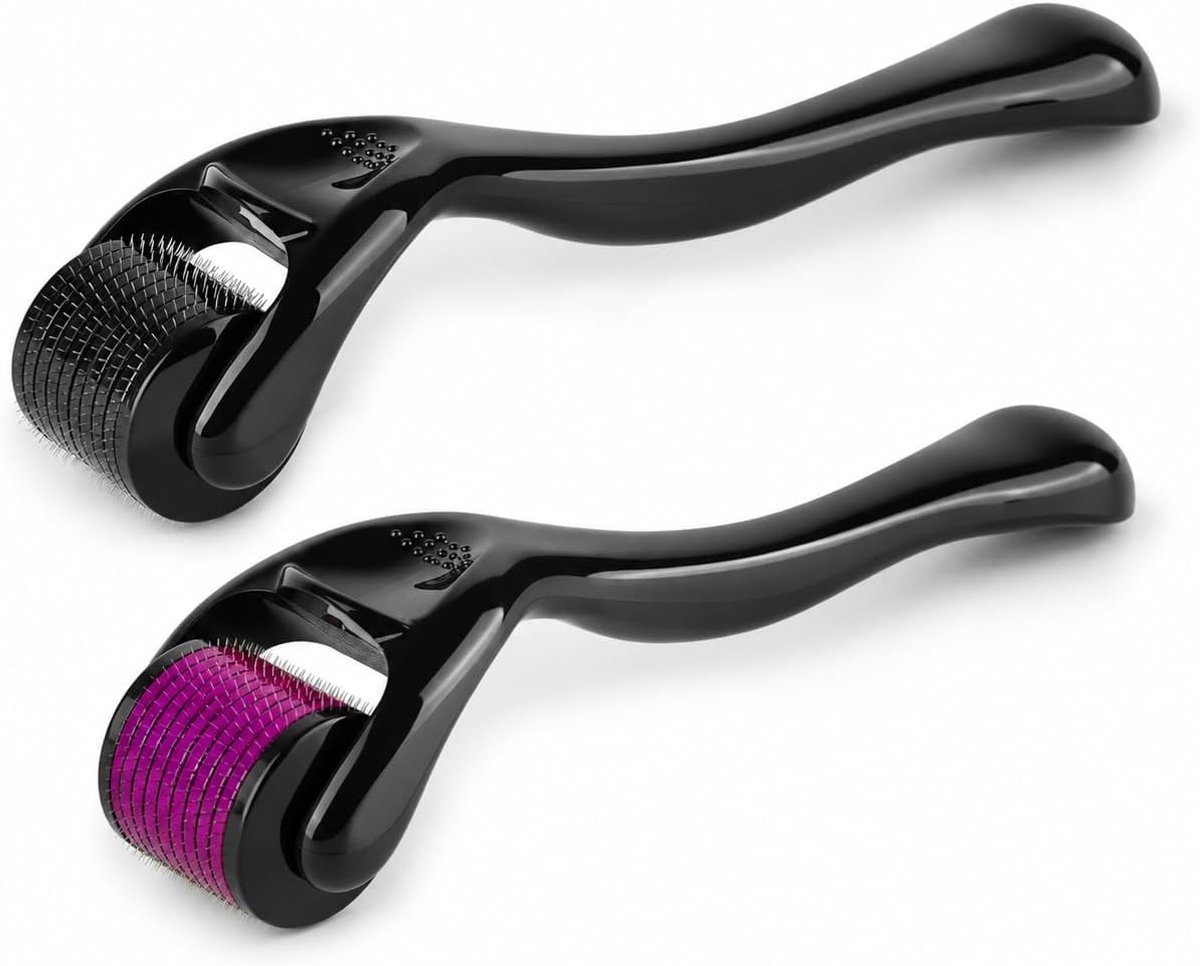 2 stuks, 0,5 mm en 1,0 mm, met 540 naalden, microneedling roller voor gezicht, hoofdhuid en lichaam, baardroller en haarroller voor huidverzorging en haarverzorging, tegen grote poriën
