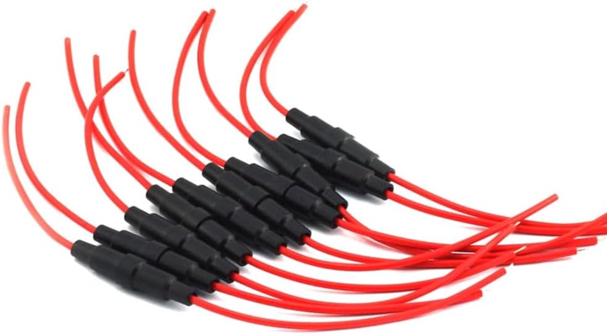 20 Stuks 5 X 20 mm Inline Glazen Buis Zekeringhouder, 32V 20A Auto AGC Glazen Zekeringhouder met 16 AWG Draad (Zwart)