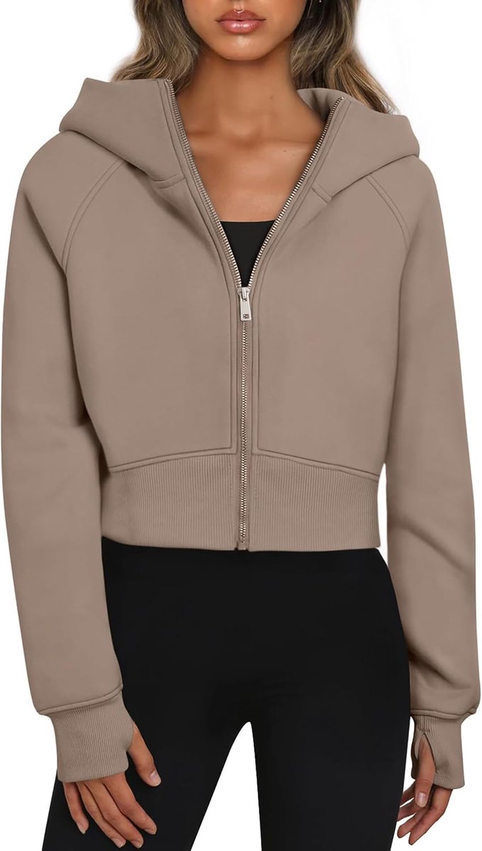 Cropped Hoodie Voor Dames, Kort Sweatjack Met Capuchon En Ritssluiting
