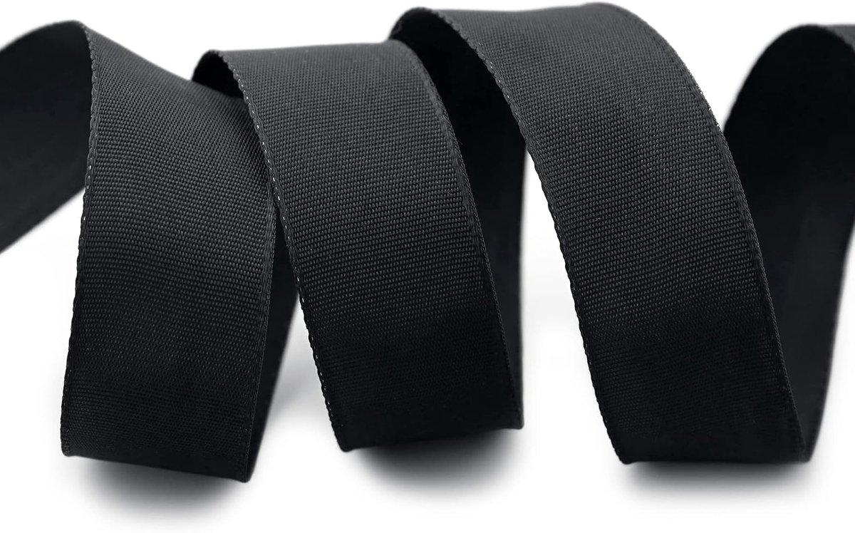 25 m x 25 mm Leo Black (613) Dekoband met draadranden, eenkleurig, cadeaulint, stoffen lint, strikband, visco-draad, van hernieuwbare grondstoffen, biologisch afbreekbaar
