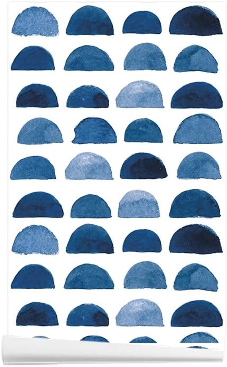 Behang,Modern Blauwe Aquarel Stippen Schil en Plak Contactpapier,44,5x500CM Waterbestendig Afneembaar Behang Decoratiefolie voor Muursticker Meubelrenovatie Woonkamer Keuken
