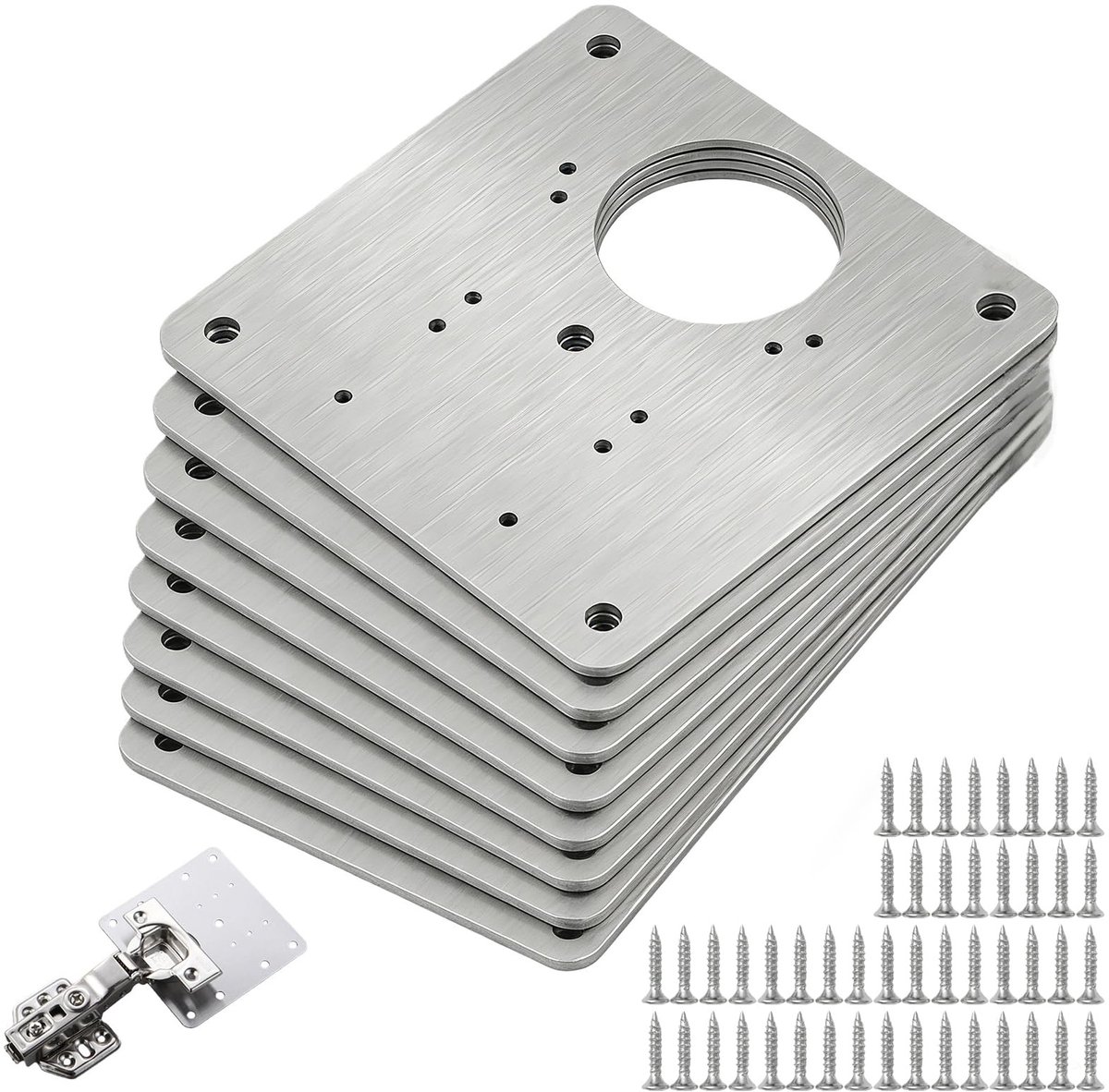 Omgoods - RVS Scharnier Reparatieplaten met Schroeven - 8 Stuks