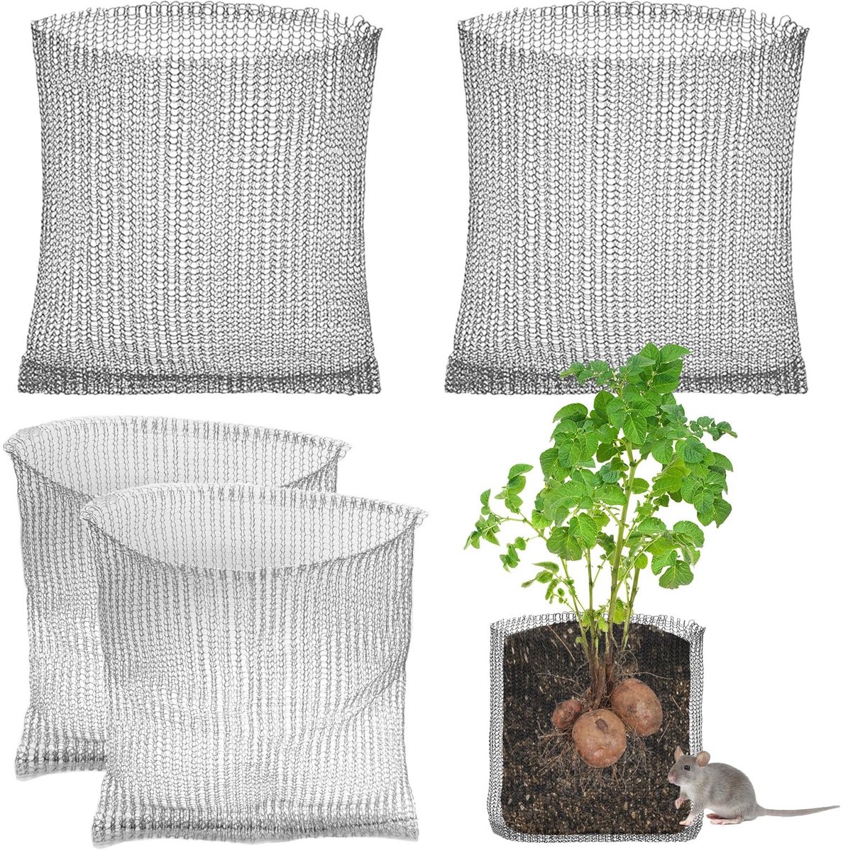 Omgoods - Set van 4 Roestvrijstalen Gaaszakken voor Plantbescherming