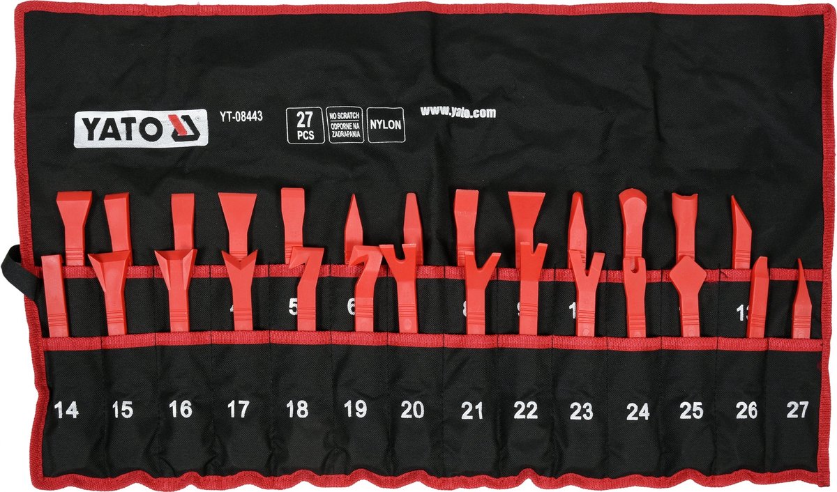 Bekledingsdemontageset 27-Delig - Gehard Nylon Demontage Gereedschap voor Auto Interieur - Bekledingsopeners & Trim Removers - Krasvrij Demontageset voor Clips, Deurpanelen & Sierlijsten - Met Opbergetui