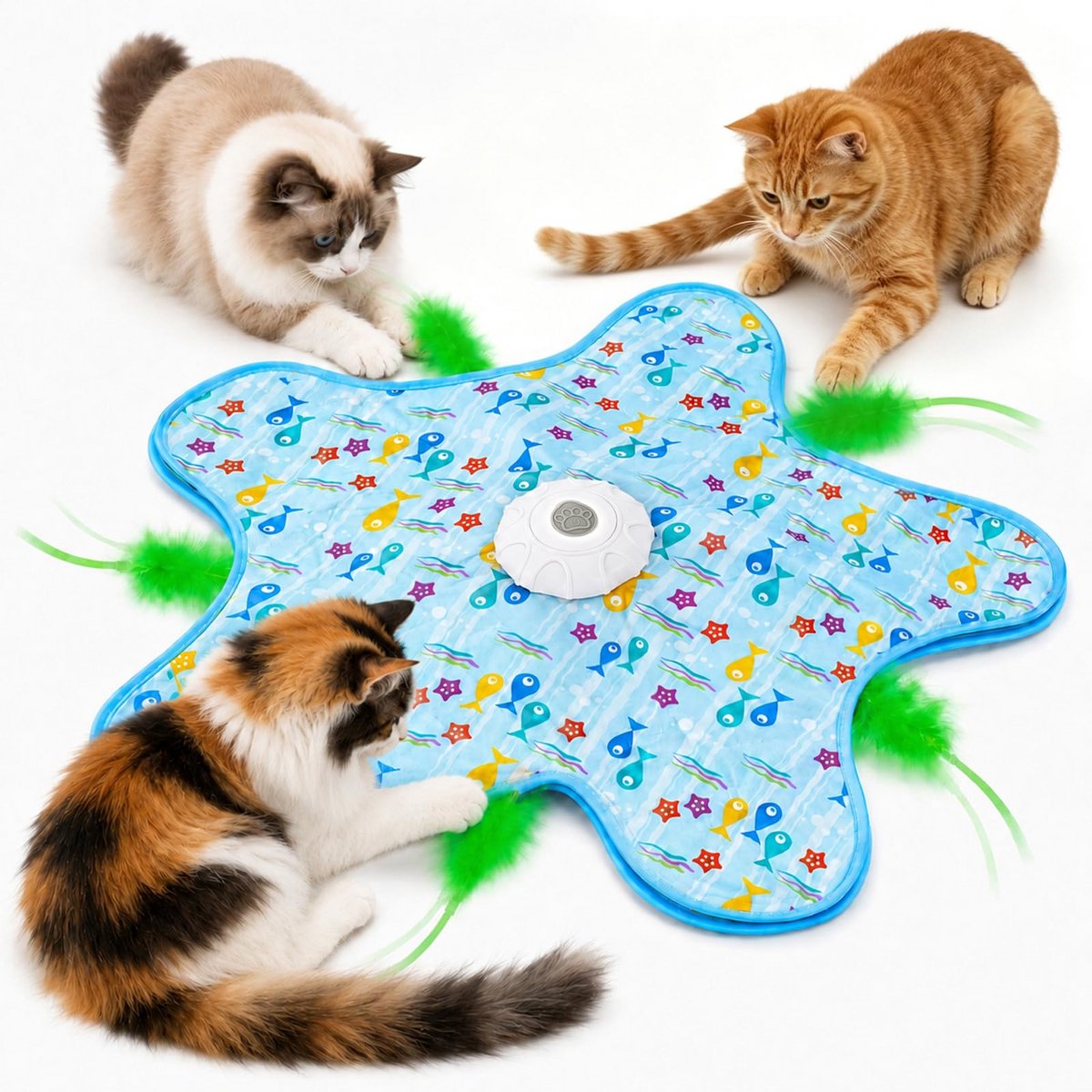 zurabini - Kattenspeelgoed - Kattenspeeltjes met Veren en Bewegingssensor - Kattenhengel Elektrisch en USB-C Oplaadbaar - Interactief Kattenspeelgoed met 3 Speelmodi - Voor Binnenkatten