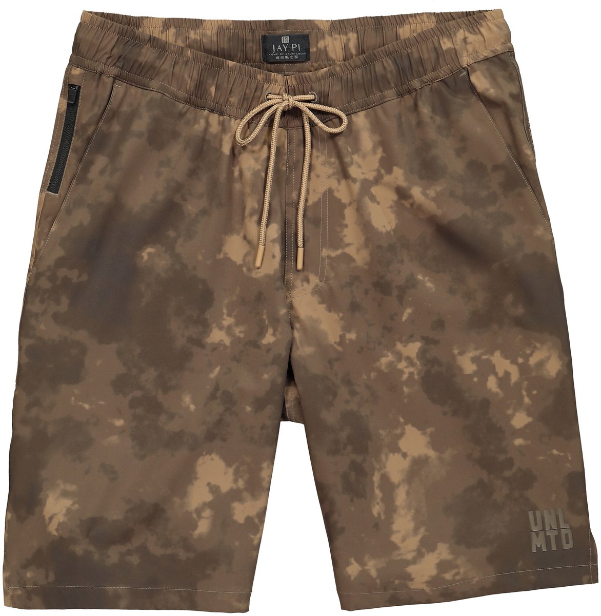 JAY-PI - Heren - Bermuda FLEXNAMIC® Buik-Fit fitness all-over print tot 7XL - Bruingrijs - Maat 3XL
