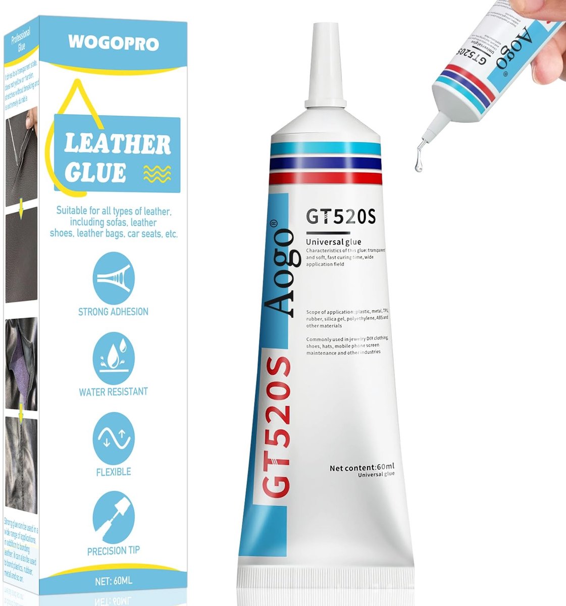 Omgoods - Extra Sterke Transparante Lijm voor Leer, 60ml