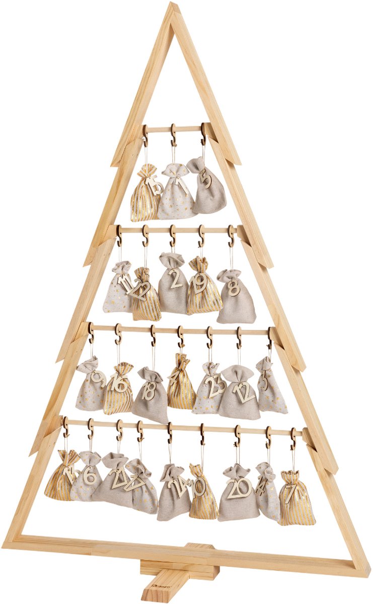 howa Groot Decoratieve Houten Kerstboom met Adventskalender – Stijlvolle Adventsdecoratie en Kerstkalender in één 8808