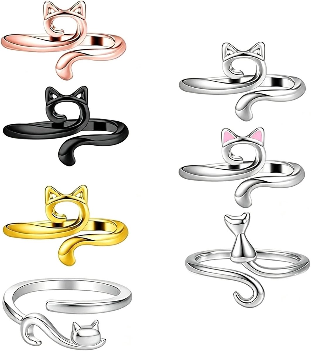 Verstelbare Haaknaaldringen met Kattenoren - Lichtgewicht Metalen Vingers voor Breien - DIY Accessoires voor Haken, Quilten en Handwerken - Duurzame Ringen voor Gemakkelijk Draadgeleiding
