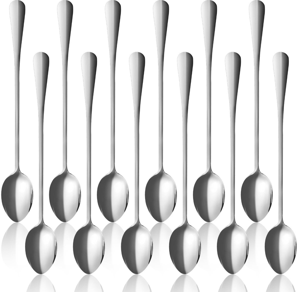Omgoods - Set van 12 Latte Macchiato Lepels van RVS met Lange Handvatten