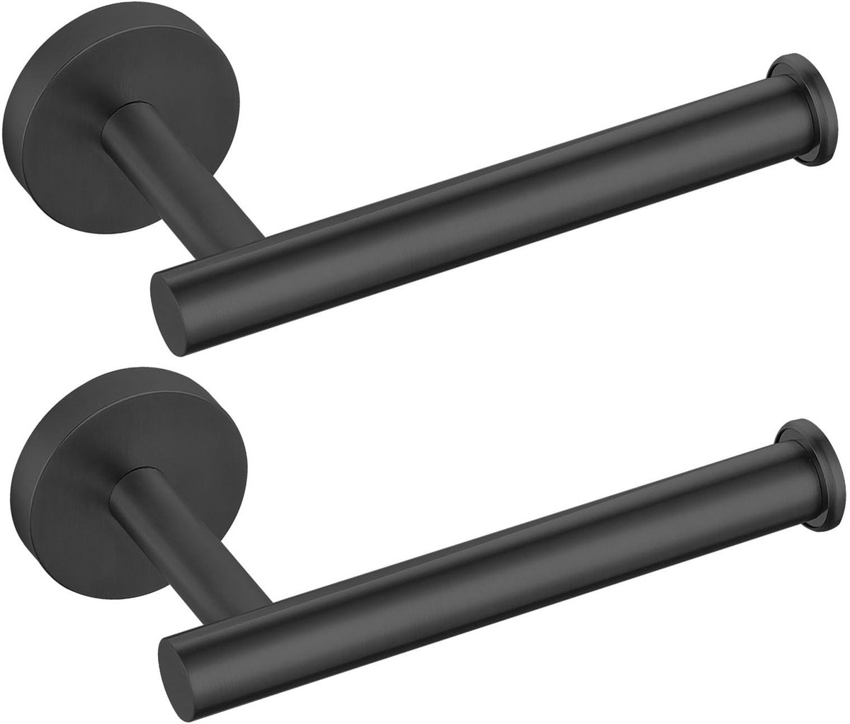 Omgoods - Set van 2 Wandbeugels voor Toiletpapier van RVS (Zwart)