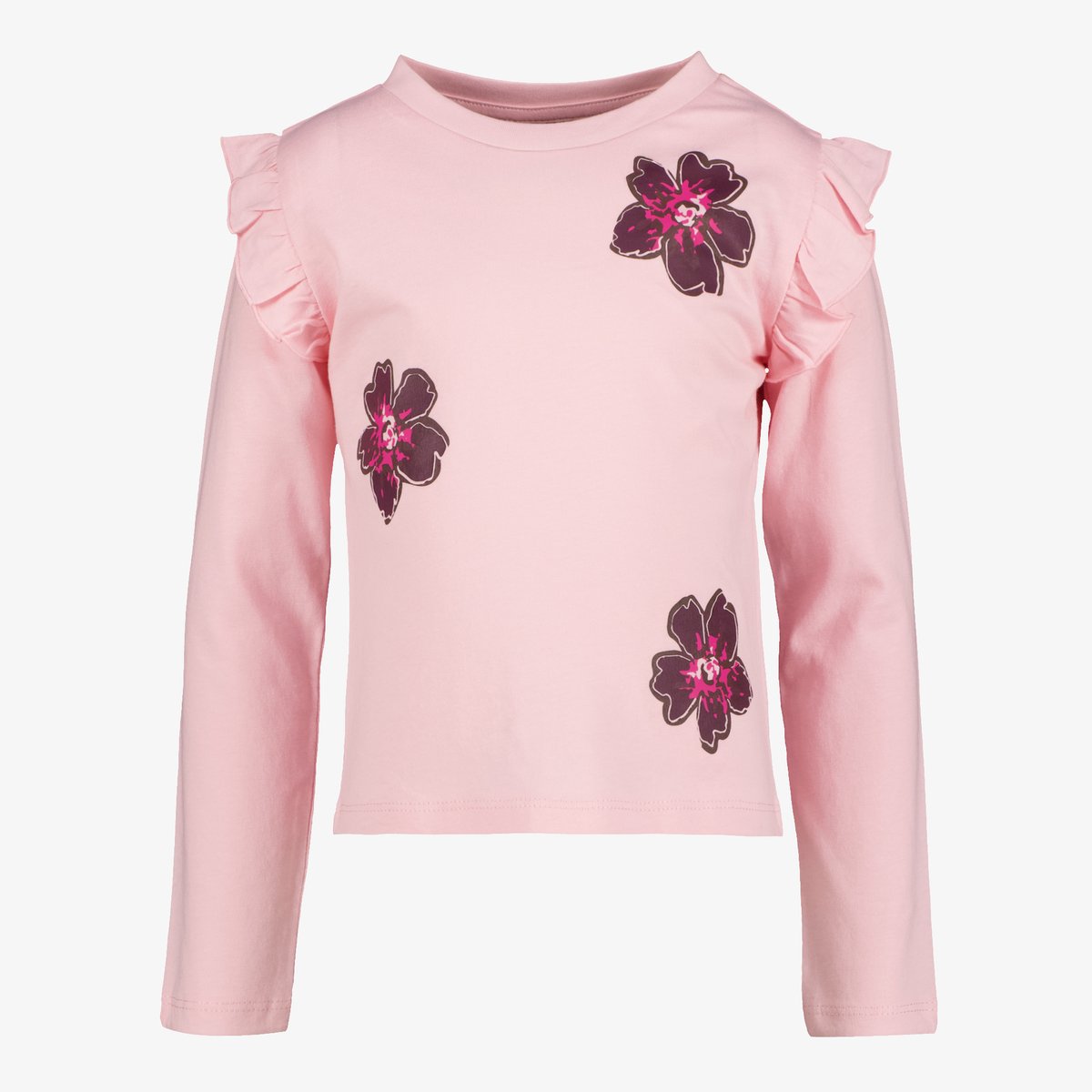 TwoDay meisjes shirt met bloemen en ruches lichtroze - Maat 92